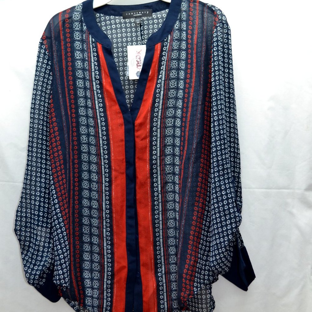 Sanctuary Scarf Print Blouse -Size XS Brand New